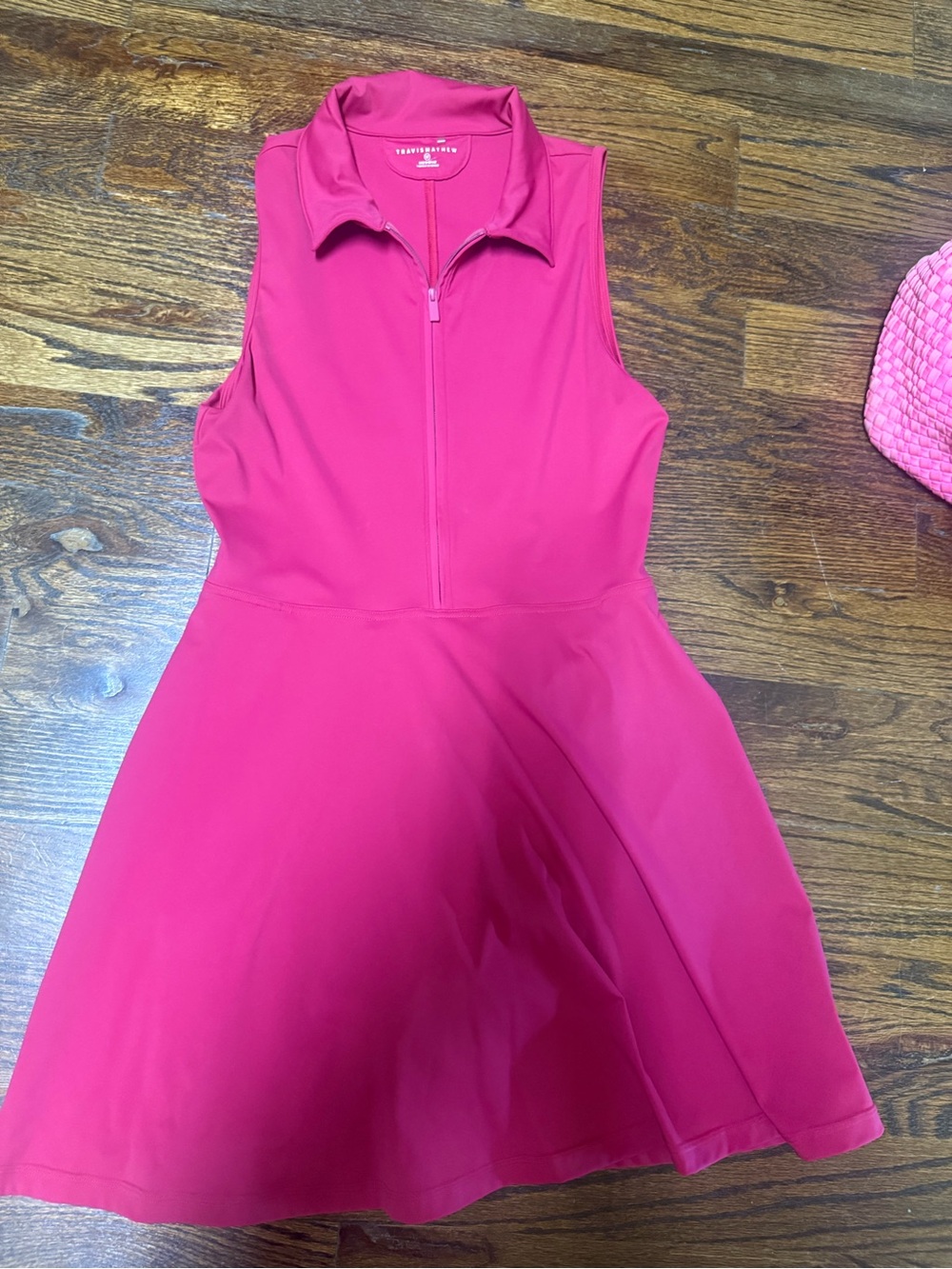 Travis Mathew Hot Pink Sleeveless Zip-Front Fit & Flare Dress